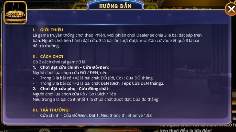 Game 3 Lá có cách chơi đơn giản, trả thưởng rõ ràng cho từng kiểu cược