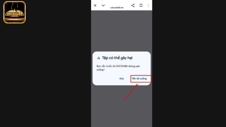 Nhấn vào mục vẫn tải xuống